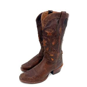 Sonora Western Cowgirl Boots Leather Mexico Brown Embossed Festival Rodeo Sz 9D